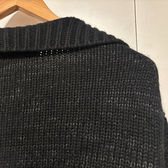Vince Marled Charcoal Heavy Knit Black Wool Stand Collar Cardigan -XL - Picture 6 of 14